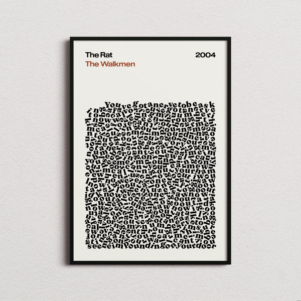 The Walkmen The Rat Lyric Print in the cream colourway, framed