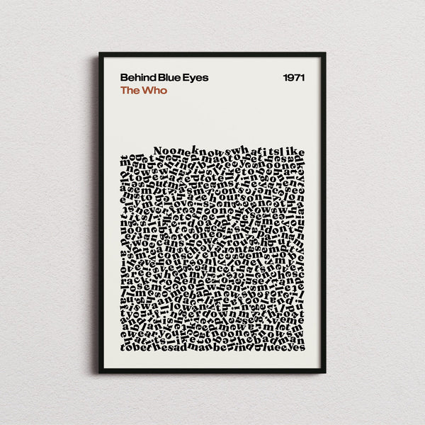 The Who Behind Blue Eyes Lyric Print in the cream colourway, framed