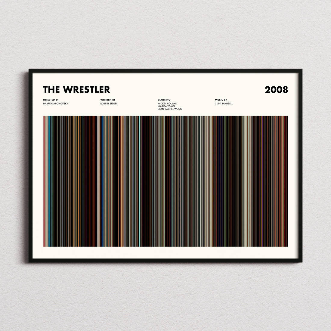 The Wrestler Movie Barcode Poster framed and photographed straight on