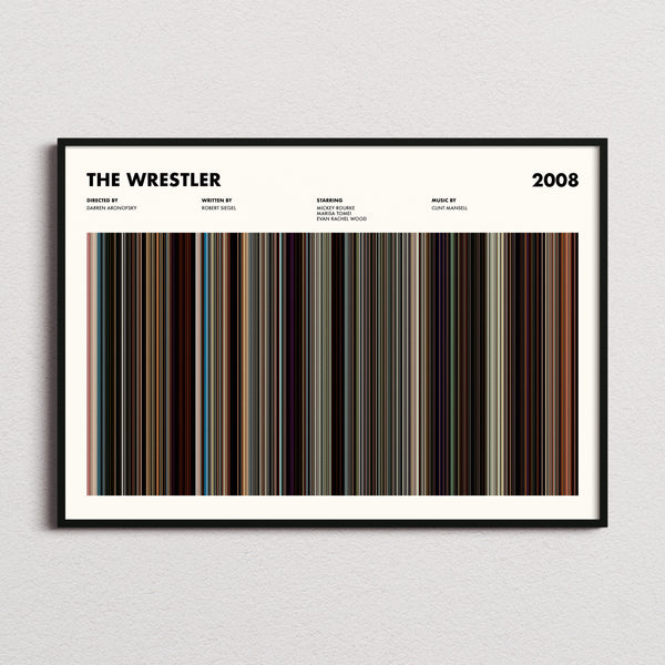 The Wrestler Movie Barcode Poster framed and photographed straight on