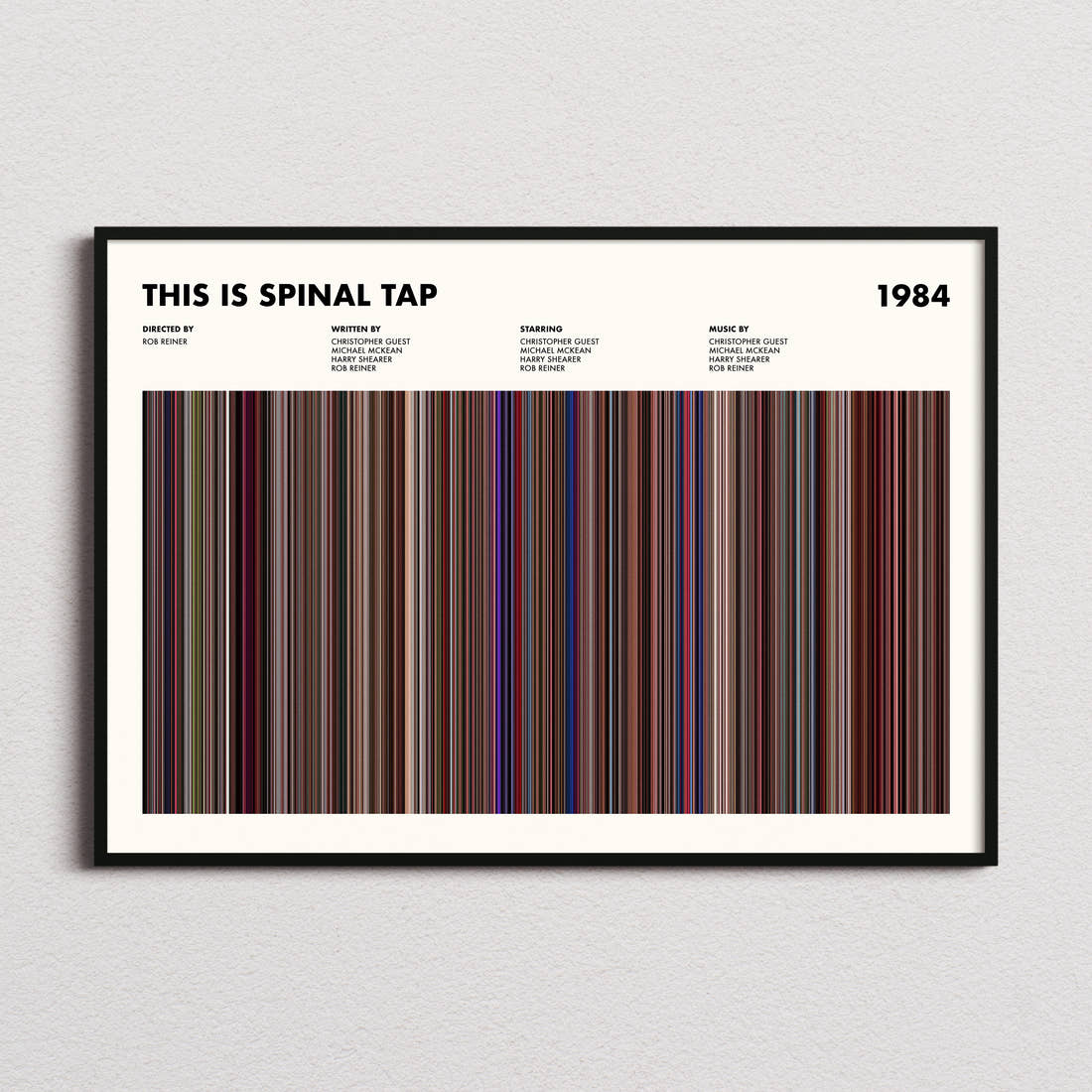 This Is Spinal Tap Movie Barcode Poster framed and photographed straight on