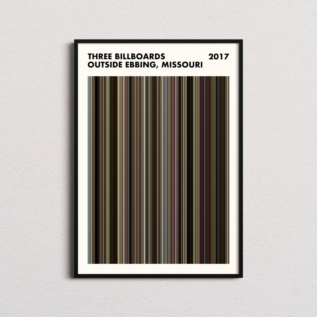 Three Billboards Outside Ebbing, Missouri Movie Barcode Poster - Simplified