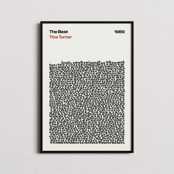 Tina Turner The Best Lyric Print in the cream colourway, framed
