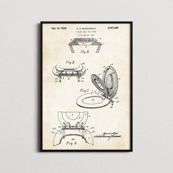 Toilet Seat And Cover Patent Print