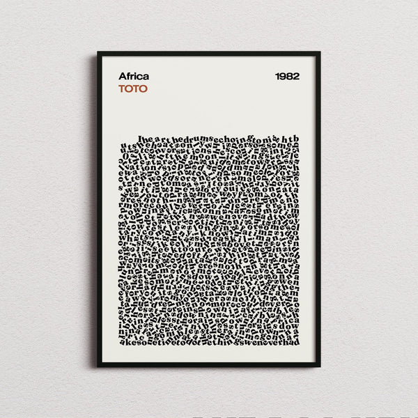 TOTO Africa Lyric Print in the cream colourway, framed
