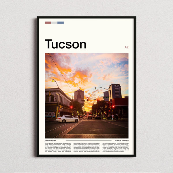 Tucson - Downtown Street At Sunset - Travel Print