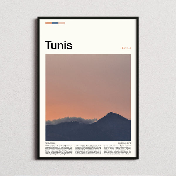 Tunis - Hazy Mountain At Dusk - Travel Print