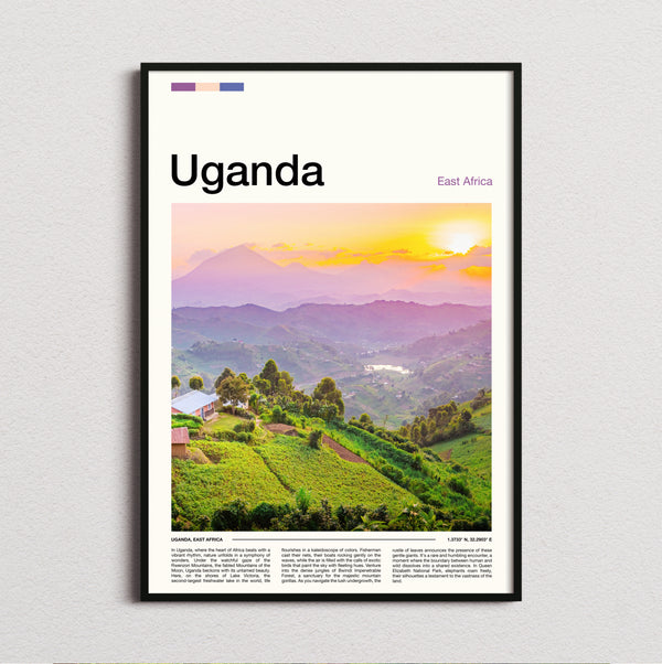 Uganda - Green Hills At Sunset - Travel Print