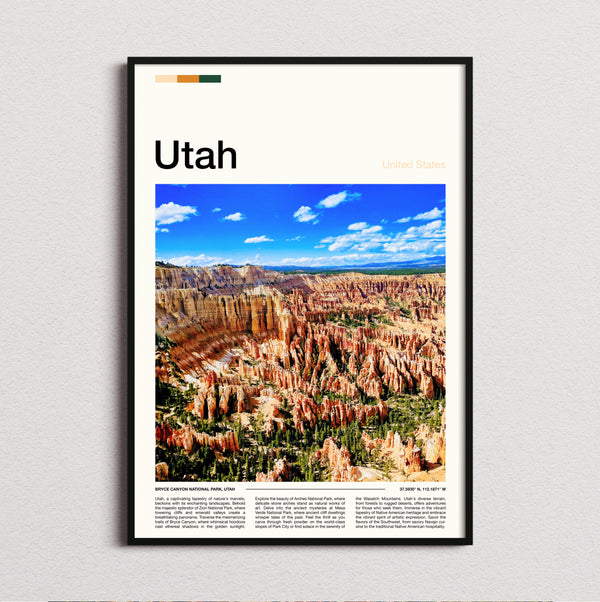 Utah - Canyon Hoodoos Under Blue Skies - Travel Print