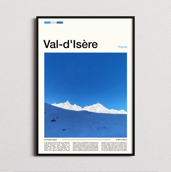 Val D'Isere - Snowy Peak Under Blue Sky - Travel Print