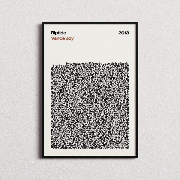 Vance Joy Riptide Lyric Print in the cream colourway, framed
