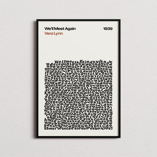 Vera Lynn We'll Meet Again Lyric Print in the cream colourway, framed