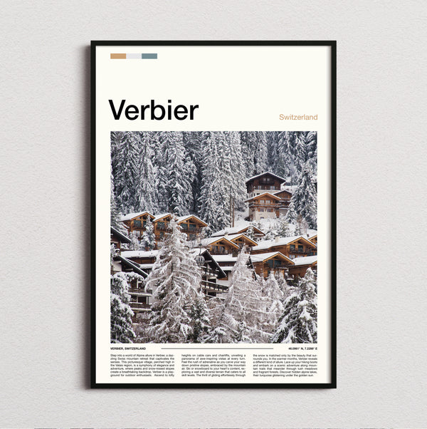 Verbier - Snowy Chalets - Travel Print