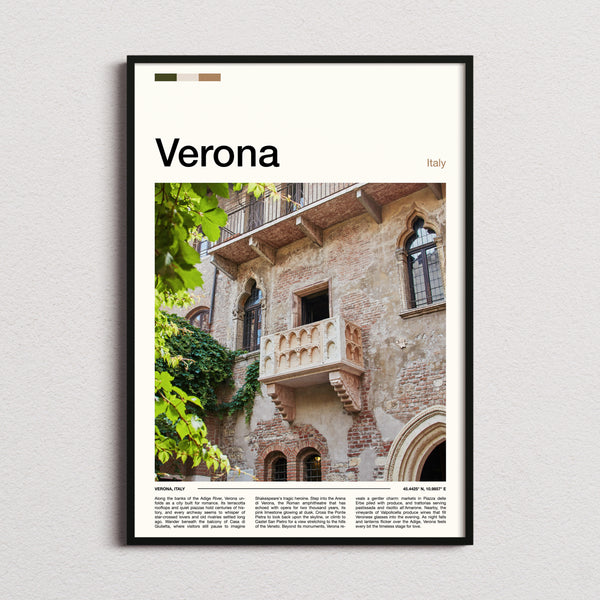 Verona Juliet'S Balcony Travel Print framed and photographed straight on