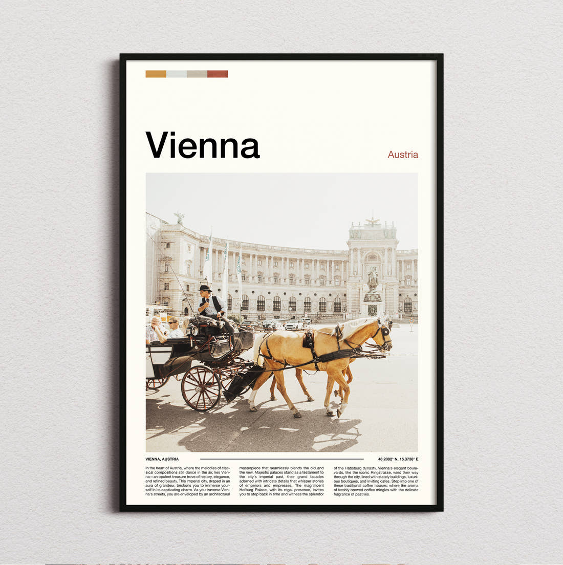 Vienna Horse Drawn Carriage Travel Print framed and photographed straight on