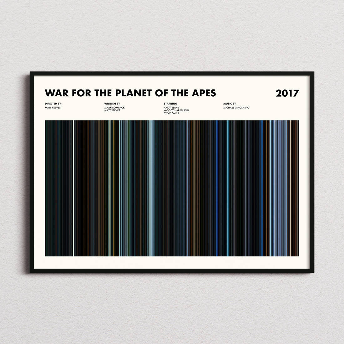 War for the Planet of the Apes Movie Barcode Poster
