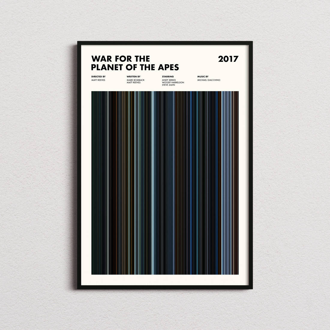 War for the Planet of the Apes Movie Barcode Poster