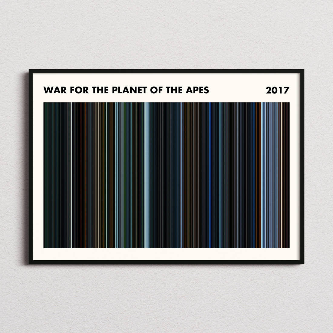 War for the Planet of the Apes Movie Barcode Poster - Simplified
