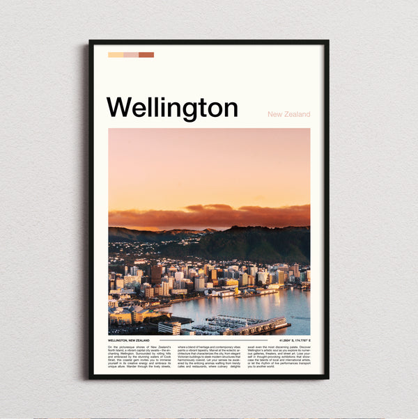 Wellington - Harbour At Sunset - Travel Print