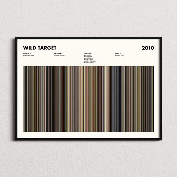 Wild Target Movie Barcode Poster framed and photographed straight on