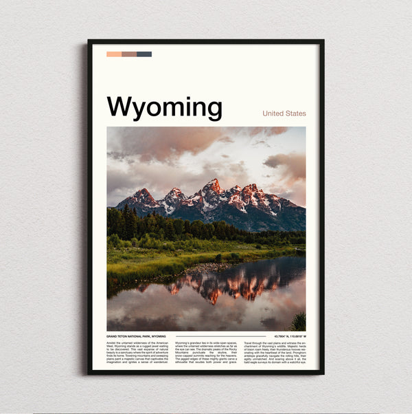 Wyoming - Mountains Reflected In River - Travel Print