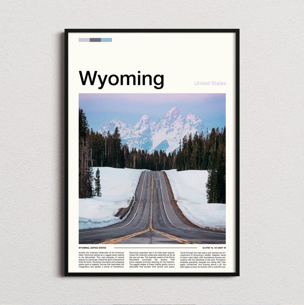 Wyoming - Snowy Road To Mountains - Travel Print