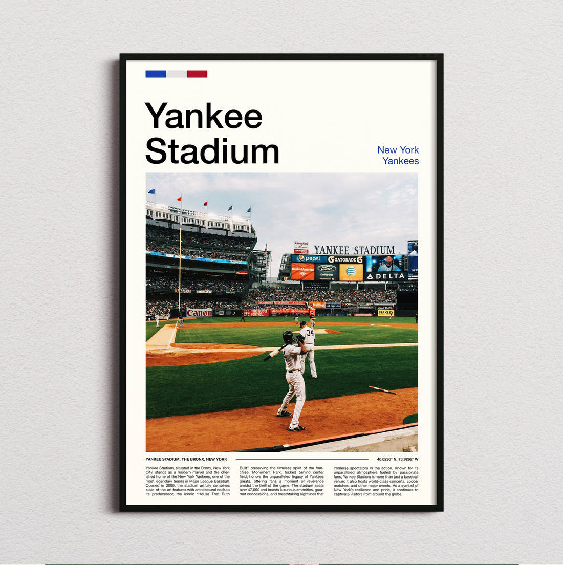 Yankee Stadium Print framed and photographed straight on