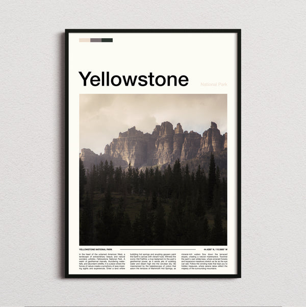 Yellowstone - Rocky Spires Above Forest - Travel Print