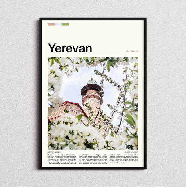 Yerevan - Minaret Behind Blossom - Travel Print