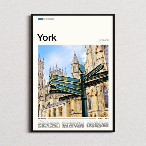 York - Street Signpost And Minster - Travel Print
