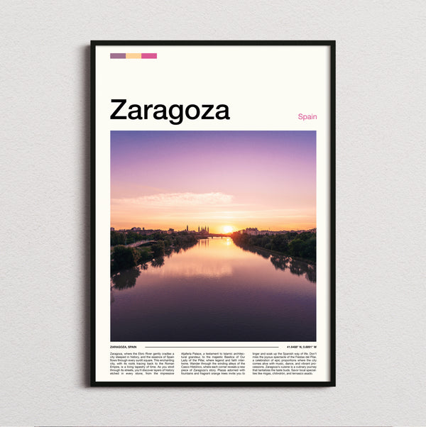Zaragoza - River At Sunset - Travel Print