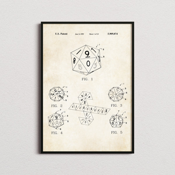 20 Sided Dice Patent Print