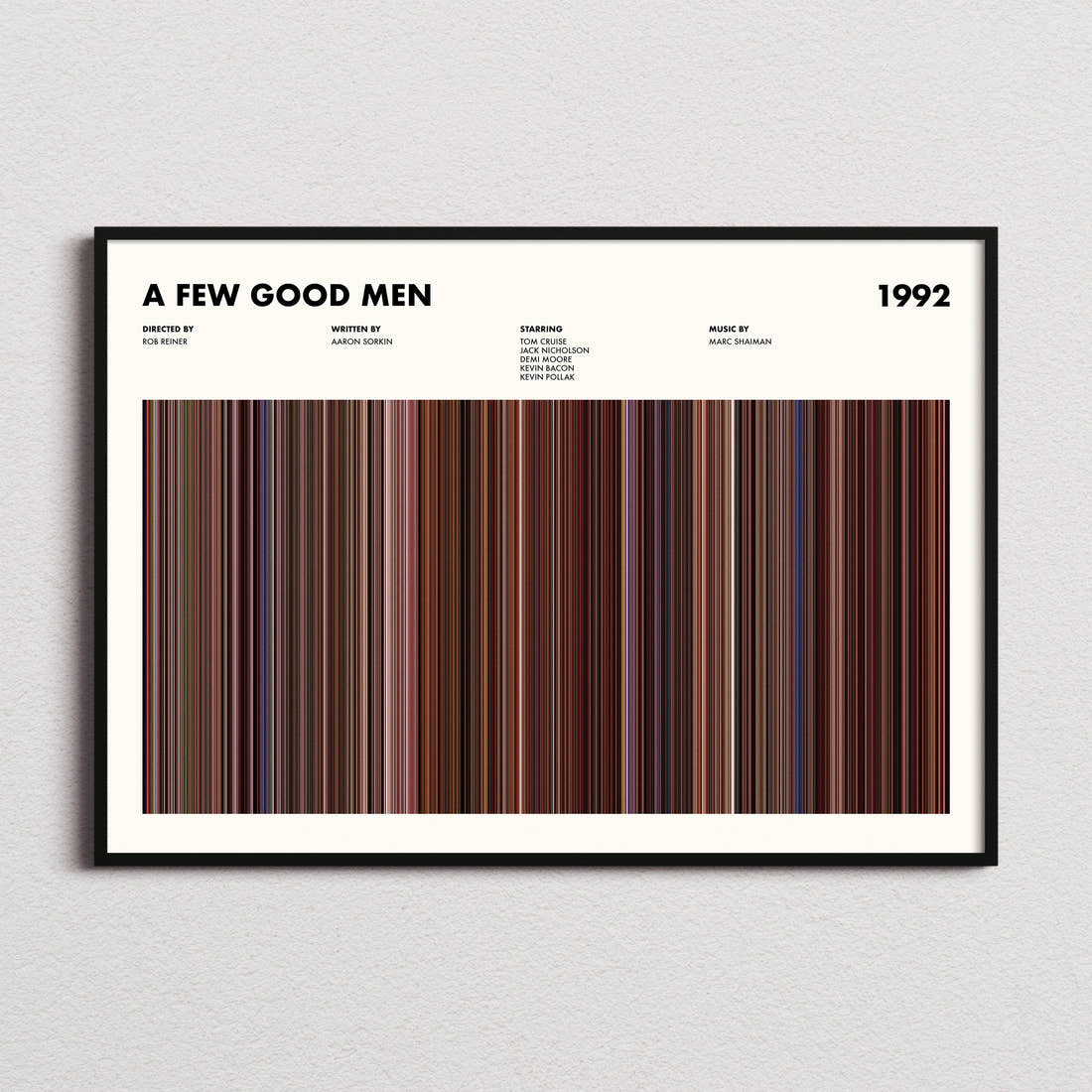 A Few Good Men Movie Barcode Poster framed and photographed straight on
