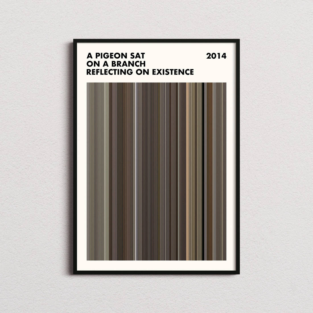 A Pigeon Sat on a Branch Reflecting on Existence Movie Barcode Poster - Simplified