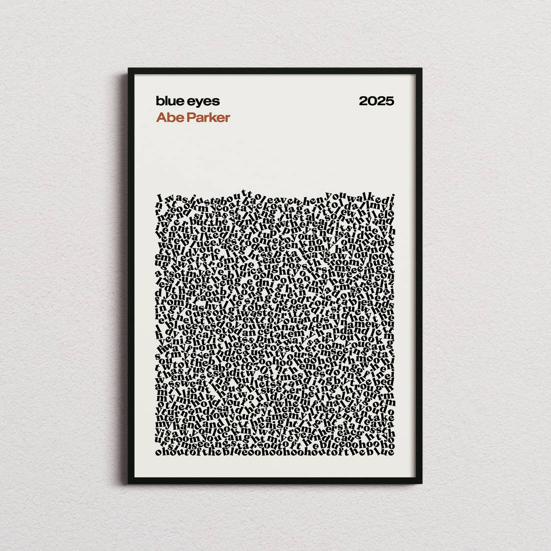 Abe Parker blue eyes Lyric Print in the cream colourway, framed