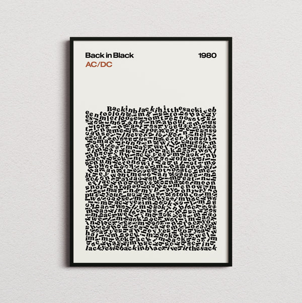 AC/DC Back in Black Lyric Print