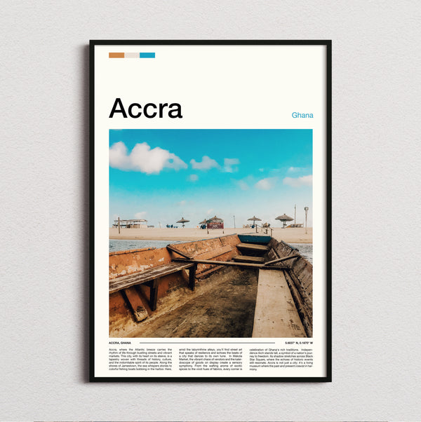 Accra - Wooden Boat On Beach - Travel Print