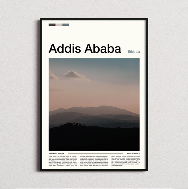 Addis Ababa - Hazy Mountains - Travel Print
