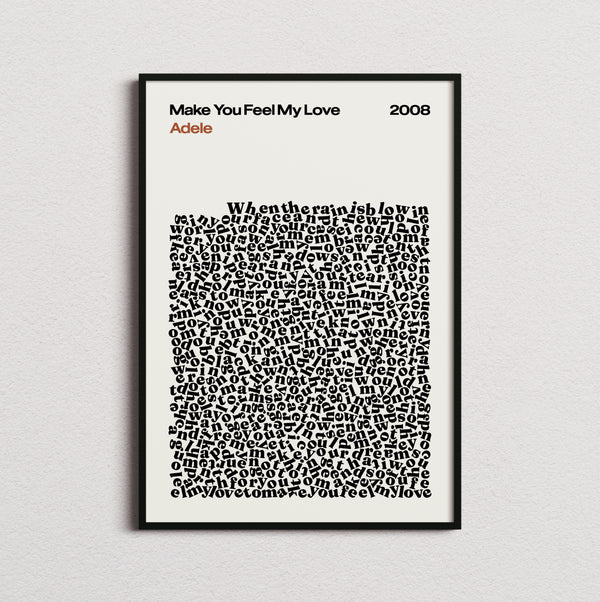 Adele Make You Feel My Love Lyric Print