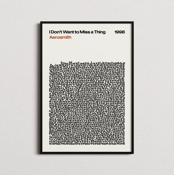 Aerosmith I Dont Want to Miss a Thing Lyric Print