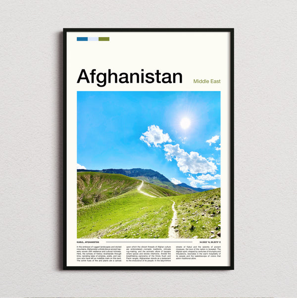 Afghanistan - Green Hillside Path - Travel Print