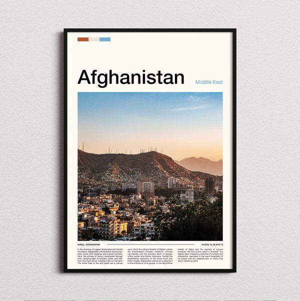 Afghanistan - City Below Mountains - Travel Print