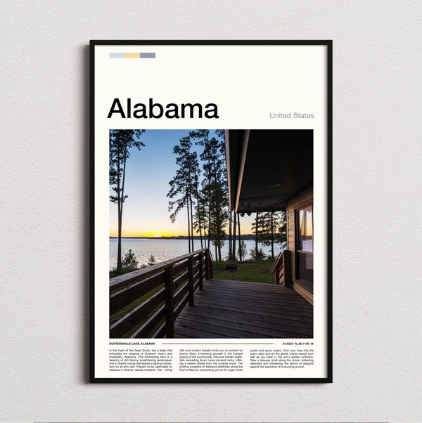 Alabama - Lakeside Cabin Deck - Travel Print