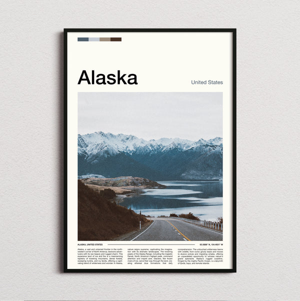 Alaska - Coastal Road And Mountains - Travel Print