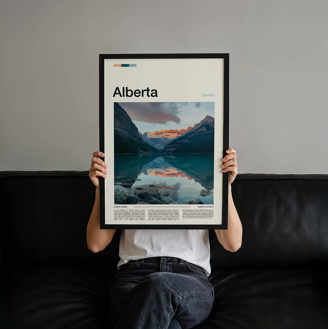 Alberta Lake Louise Travel Print held up by hand to show the size of the print