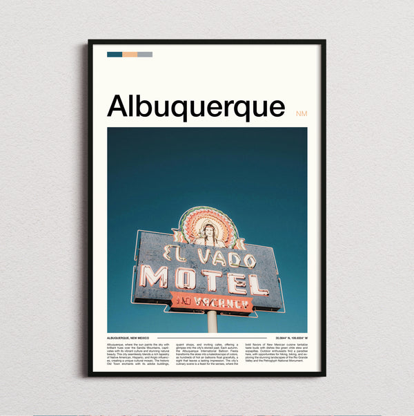 Albuquerque - El Vado Motel Sign - Travel Print