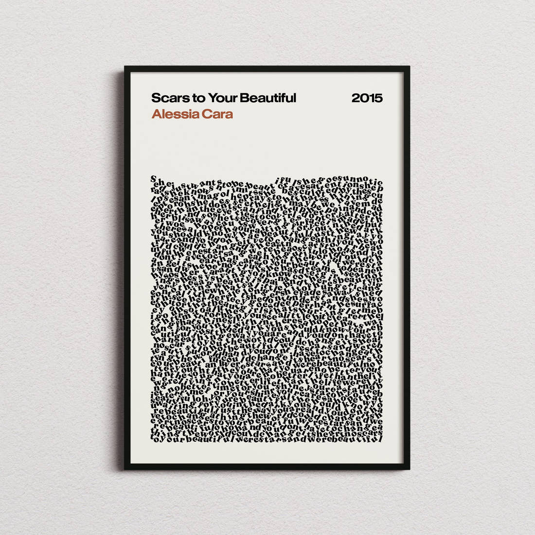 Alessia Cara Scars to Your Beautiful Lyric Print in the cream colourway, framed