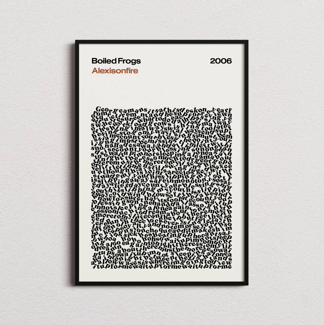 Alexisonfire Boiled Frogs Lyric Print in the cream colourway, framed