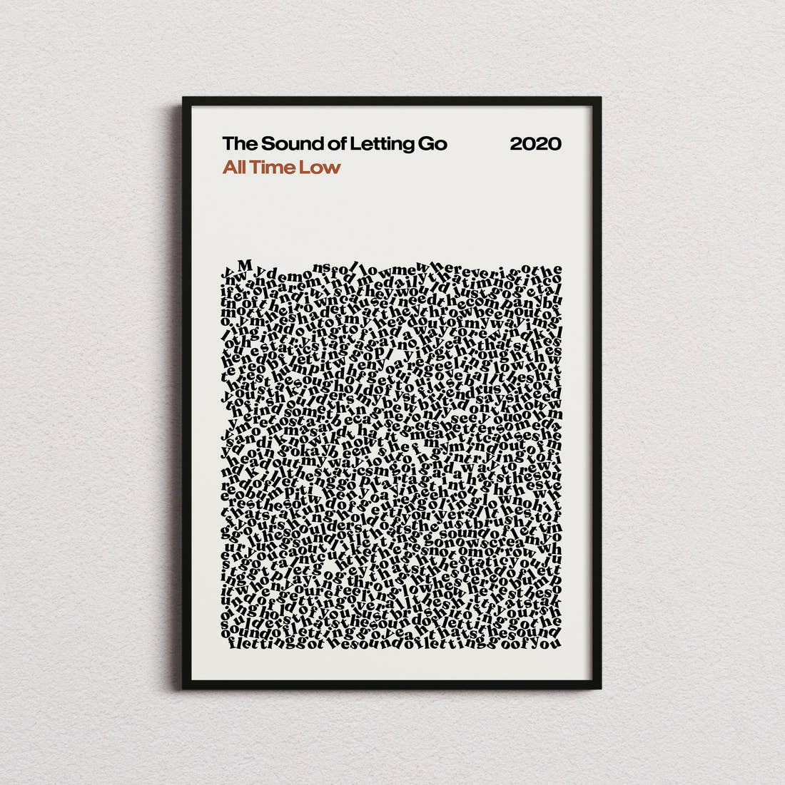 All Time Low The Sound of Letting Go Lyric Print in the cream colourway, framed