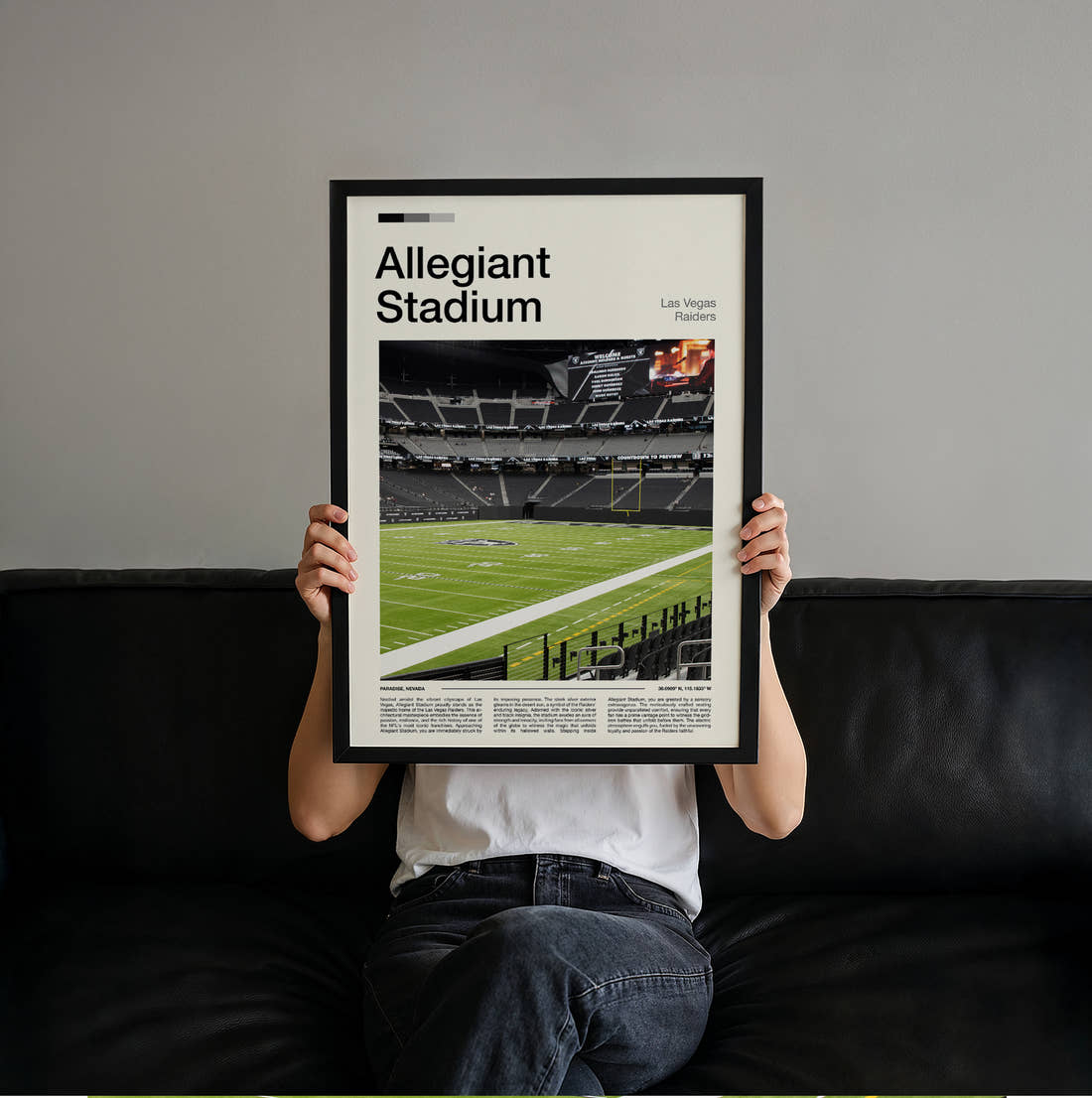 Allegiant Stadium Print held up by hand to show the size of the print